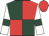 Dark green and red (quartered), white sleeves, dark green armlets, red cap