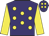 Purple, yellow spots, sleeves and spots on cap