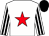 white, red star, white sleeves, black stripes, black cap