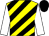 yellow and black diagonal stripes, white sleeves, black cap