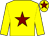 yellow, maroon star, maroon star on cap