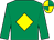 Emerald green, yellow diamond, quartered cap