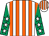 White & orange stripes, emerald green sleeves, white stars, white & orange striped cap