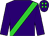 Purple, lime sash, purple cap, lime spots