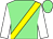 Light green, yellow sash, white sleeves, light green cap