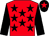 Red, black stars, black sleeves, black cap, red star