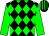 Black and Green diamonds, Green sleeves, Black and Green striped cap