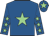 Royal blue, light green star, light green stars on sleeves, light green star on cap
