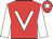 Red, white 'v' bib and sleeves, red cap, white star