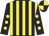 Black and yellow stripes, black sleeves, yellow spots, quartered cap
