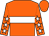 Orange, white hoop, orange sleeves, white stars