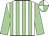 White and light green stripes, light green sleeves, light green and white quartered cap