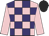 Pink and purple check, pink sleeves, black cap