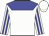 white, blue yoke, white sleeves, blue stripes, white cap