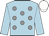 Light blue, grey spots, light blue sleeves, white cap