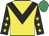 YELLOW, BLACK chevron, BLACK sleeves, YELLOW stars, EMERALD GREEN cap