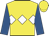 Yellow, white triple diamond, royal blue sleeves