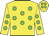 Yellow body, big-green spots, yellow arms, big-green spots, yellow cap, big-green spots