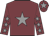 Garnet body, grey star, garnet arms, grey stars, garnet cap, grey star