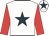 White, dark blue star, red sleeves, white cap, dark blue star