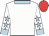 White, white sleeves, light blue stars, collar and cuffs, red cap