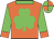Orange, green shamrock, sleeves and collar, orange cuffs, quartered cap