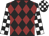 Black and burgundy checked diamonds, black and white checked sleeves and cap