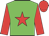 green, red star, red sleeves, red cap
