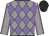 Grey body, mauve diamonds, grey arms, mauve seams, black cap