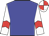 Blue body, white arms, red chevron, white cap, red quartered