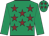 Emerald green, maroon stars, emerald green sleeves
