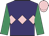 Purple, pink triple diamond, emerald green sleeves, pink cap