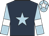 Dark blue, light blue star, light blue sleeves, white armlets and star on light blue cap