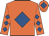 Orange, royal blue diamond, diamonds on sleeves, orange cap, royal blue diamond