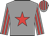 grey, red star, red stripes on sleeves and cap