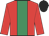 red, emerald green stripe, black cap