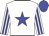 white, blue star, blue stripes on sleeves, blue cap