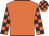 Orange, brown checked sleeves, checked cap