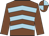 Chocolate, light blue chevrons, chocolate sleeves, quartered cap