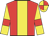 Red, yellow stripe, red armlets on yellow sleeves, quartered cap