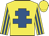 yellow with royal blue cross of lorraine, royal blue stripes on sleeves