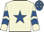 Beige, royal blue star, royal blue chevrons on sleeves, royal blue cap, beige stars