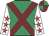 Emerald green, maroon cross sashes, white sleeves, red stars, emerald green & maroon quartered cap