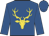 Royal blue, gold stag's head, royal blue cap