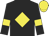 Black, yellow diamond, armlets and cap