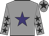 Grey, purple star, grey sleeves, black stars, grey cap, black star