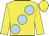 Yellow, large light blue spots