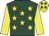 Dark green, yellow stars and sleeves, yellow cap, dark green stars