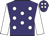 Purple, white spots, sleeves and spots on cap