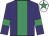 Purple, emerald green stripe and armlets, white cap, emerald green star